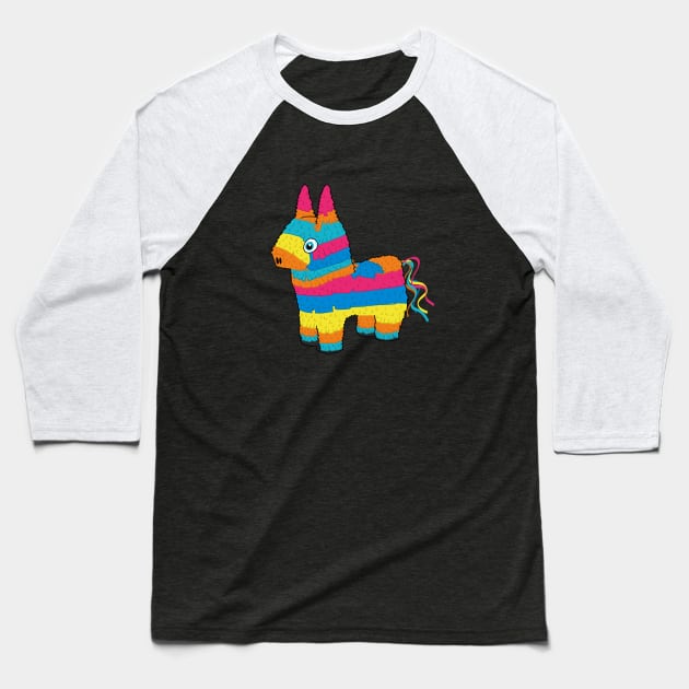 Donkey Piñata Baseball T-Shirt by Reptileando